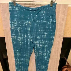 Zelos Women’s Athletic Leggings. Large. Blue Grid. Preowned.